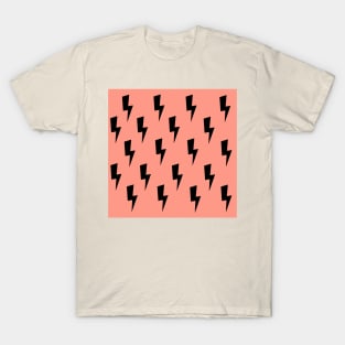 Lightning Bolts- Black on Pink T-Shirt